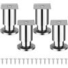 Torven Set di 4 Piedini Per Mobili In Acciaio Inox (Carico massimo 250 kg) | Piedini Regolabili Per Mobili, Per Piedini Per Divano, Piedini Per Mobile Bagno, Piedini Per Letto & Piedini Per Tavolo