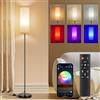 FRIDEKO HOME Lampada da terra per soggiorno, moderna, RGB, dimmerabile | Con telecomando, modalità musica, base nera, per ufficio e camera da letto