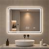 STARLEAD Specchio Bagno con Luce 60x80cm, Orologio & Meteo App Wi-Fi | Specchio Intelligente, Antiappannamento, Dimmerazione, 3 Colori di Luce, Memoria, Vetro Temperato, IP44, CRI>90