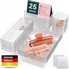 uandu Organizer per cassetti, set da 25 pezzi, organizer da scrivania, cucina, toeletta, bagno, trasparente