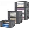 Fixwal Confezione da 6 contenitori per vestiti, 48 l, pieghevoli, per organizzare vestiti, camera da letto, piumone, armadio, dormitorio, maglioni, trapunte, grigio