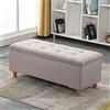LDTTYRC Panca Contenitore Rettangolare in Tessuto, Panca Contenitore Imbottita con Bottoni, Grande Pouf Contenitore Imbottito, poggiapiedi Moderno per Ingresso e Soggiorno, Colore Champagne, 100 x 4