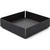 Eglooh - Dafne - Svuotatasche Design Moderno Acciaio Nero Opaco - Fondo Interno in Vera Pelle Grigio Antracite - Organizer Scrivania, Vassoio Portaoggetti - cm 14,5 x 14,5 x H.4 - Made in Italy