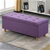 LDTTYRC Panca Contenitore Rettangolare in Tessuto, Panca Contenitore Imbottita con Bottoni, Grande Pouf Contenitore Imbottito, poggiapiedi Moderno per Ingresso e Soggiorno, Viola, 100 x 40 x 40 cm (