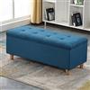 LDTTYRC Panca Contenitore Rettangolare in Tessuto, Panca Contenitore Imbottita con Bottoni, Grande Pouf Contenitore Imbottito, poggiapiedi Moderno per Ingresso e Soggiorno, Blu Navy, 100 x 40 x 40 c