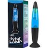 I-TOTAL® - Lampada lava LED con resistenza scalda cera, senza lampadina (BLU base nera, cera bianca)