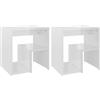 vidaXL Comodini 2 pz Bianco Lucido 40x30x40 cm in Legno Multistrato