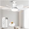 Vexabinion Ventilatore da Soffitto con Luce e Telecomando, E27 Ventilatore LED dimmerabile 40 W, 3 velocità, 6 pale, silenzioso, con Base e Asta di Estensione, Timer per Camera da Letto Soggiorno Ufficio, Bianco