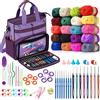 Spardar 74 Pezzi Kit Uncinetto, Kit Uncinetto Principianti con Ampia Borsa Portaoggetti, 20 Filati, 16 Uncinetti, Accessori per Uncinetto per Adulti, Anziani e Bambini (Viola Scuro)