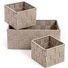 Il Gruppone Passione Casa Set 3 Cestini Portaoggetti Effetto Rattan, 1 Contenitore Grande + 2 Piccoli, Organizer Intrecciati per Casa Bagno Camera Armadio Mensole, Struttura Rinforzata, Tortora