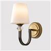 XYHAZCSM Applique Muro Vintage Ottone Paralume Vetro Bianco, Lampada E27 | Lampada da parete a braccio curvo con lampada da parete cablata in stile europeo con accenti di cristallo(Black)
