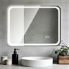 Stanlips Specchio da bagno con illuminazione a LED 90 x 70 cm, luminosità dimmerabile e 3 colori regolabili, funzione antiappannamento, impermeabile Ip44, bianco