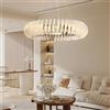 Generico Lampadario moderno a sospensione a LED di cristallo con fiore corallo lusso for soggiorno Sala da pranzo Camera letto Lampada a dorata(3 color change,Round 60cm)