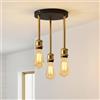 ANWIO Lampada da Soffitto E27 Nero, Lampadario a Sospensione 3 Luci, Lampadario Camera da Letto, Lampadari Vintage Industriale Per Cucina, Soggiorno, Salotto, Sala Da Pranzo (Senza Lampadina)