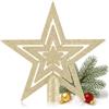 COM-FOUR® Stella glitterata per albero di Natale, Stella per albero | Puntale per albero di Natale per ogni albero di Natale - Stella di Natale infrangibile