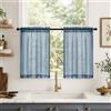 MIULEE Tende Trasparenti Cucina Corte Voile 2 Pannelli 90x60cm Blu Scuro | Tenda Cucina con Passante Morbidi Finestre per Camera da Letto Vento Armadio, Mobile Basso e per Salotto Eleganti Soggiorno