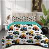JEDTAKCT Piumino Letto Singolo Divertenti Monster Truck 140X200 Cm Per 4 Stagioni, Piumone In Microfibra 200 G/M² Giocattoli Cartoni Animati Americani Invernale, Trapunta Morbida Traspirante, Bianco