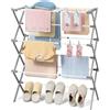 KINGBOARD Stendibiancheria pieghevole a 3 ripiani estensibile | Portabiancheria pieghevole salvaspazio, capacità 15 kg, telaio in ferro, per interni ed esterni, facile da montare