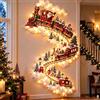 HshDUti Luce magica della parete del sentiero di Natale LED Cascading | Decorazione natalizia da parete, Babbo Natale, slitta e renna, da appendere, effetto neve a cascata, per la parete di casa