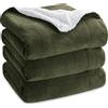Bedsure Coperta in Pile Sherpa - Plaid, Verde Edera, 220x240 cm | Plaid Divano e Letto, Coperta Calda Accogliente, Blanket Extra Spessa Morbida, Coperta Termica Copridivano Matrimoniale