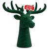 Avilia Testa di Cervo Decorativa Effetto Velluto 32x20x28 cm, Verde | Soprammobile natalizio dal design moderno in plastica rigida, per mensola, tavolo o vetrina