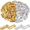 SUNNYCLUE 1 scatola Da 100 pezzi 2 colori 3 fori Connettori per Perline Distanziatori con Strass Perline In Oro e Argento Vintage Multilega Ovali In Metlega Distanziatori Sciolti per La Creazione di G