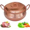 Generic Pentola calda fatta a mano in rame con doppio manico per stufa, pentola in rame extra spesso per cucinare, ideale per uso domestico e ristorante