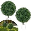 Fairblo 2 Pezzi Bosso Artificiale da Esterno Piante Finte Palle Verdi 65 cm | Piante Finte da Esterno Bosso Finto Ø40cm Arbusti Cespugli Finti Resistenti ai Raggi UV per Balcone Terrazza Giardino Deco