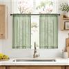 MIULEE Tende Trasparenti Cucina Tenda Corte Voile 2 Pannelli 65x90cm Verde | Tenda Cucina con Passante Morbidi Finestre per Camera da Letto Vento Armadio, Mobile Basso e per Salotto Eleganti Soggiorno