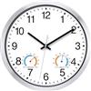 KIZLOC Orologio da esterno impermeabile da 30 cm, con termometro e | Resistente alle intemperie, facile da leggere e silenzioso, con cornice in alluminio argentato, orologio da parete al quarzo
