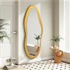 AAZZKANG Specchio irregolare dorato a figura intera con grande cornice in legno, 120 x 50 cm, specchi asimmetrici a corpo intero per camera da letto, soggiorno, ingresso