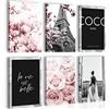Novart Quadro decorativo Parigi - Completamente Pronto Da Appendere - Decorazione Elegante - Set 6 Immagini - N021664a