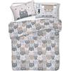 BIANCHERIAWEB Copripiumino Sacco Piumone Pensieri Delicati Cotone Disegno Happy Cat Singolo Grigio