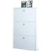 Homemania HOMCT_0014 Scarpiera Classy Salvaspazio con Ante Basculanti, Scomparti da Ingresso Bianco in Legno, 72 x 15 x 110 cm