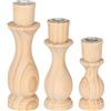 Ideen mit Herz Portacandele per candele, set da 3 candelabri in legno, naturale, con inserto in metallo, altezza 12, 15 e 18 cm, 3 pezzi, per candele con diametro di 2,2 cm