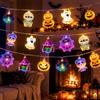 TTOPBAO Luci Halloween 6 m 40 LED, 8 modalità, Ghirlanda di lampadine decorative | Catena luminosa con zucche, fantasmi e streghe, IP44 e filo flessibile per decorazioni Halloween casa, giardino e feste