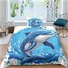 ZHUICHENG Delfino blu 2 Pezzi Copripiumino Natale Microfibra Morbida Con Fodere Per Subacqueo Copripiumino 3D Bedding Set All Size Anti-acaro Per Ragazzi E Ragazze Single（135x200cm）