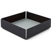 Eglooh - Dafne - Svuotatasche Design Moderno Acciaio Nero Opaco - Fondo Interno in Vera Pelle Azzurro Ghiaccio - Organizer Scrivania, Vassoio Portaoggetti - cm 14,5 x 14,5 x H.4 - Made in Italy