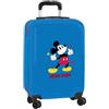 safta | Valigia da cabina 20″ Disney Mickey Mouse Only One, rigida in ABS+PC blu, 4 ruote doppie a 360°, lucchetto di sicurezza, interno foderato con divisorio e tasca in rete