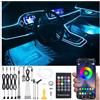 QAUBEN Kit di luce dell'atmosfera dell'auto 5m Fibra ottica Multicolore musica attiva Telecomando RF + Bluetooth APP Controllo 64 colori USB Kit di illuminazione ambientale dell'interno auto Footwell