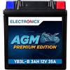 Electronicx Batteria moto AGM YB3L-B 12V 3Ah 35A - senza manutenzione, sigillata, compatta e potente - avviamento sicuro, anti-perdite e resistente alle vibrazioni - per scooter, quad, moto