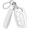 OFF WE GO Guscio Custodia Cover Chiave per MG MG4 ZS EV HS EHS MG5 MG3 Marvel R | TPU antigraffio e portachiavi in pelle. Adatto a telecomandi MG6, ZX, GT, RX3, RX5, I6, I5. Segnale reattivo.