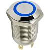 Mintice 12mm LED Blu Luce 2A Momentaneo Interruttore a Pulsante Bilanciere | Bottone Acciaio Inossidabile Barca Auto Impermeabile
