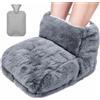 Yiomxhi Scaldapiedi Borsa Acqua Calda Piedi con Copertura Morbido, Grigio | 1L Scalda Piedi non Elettrico per Donne Uomo Adulti, Pantofole Riscaldate Calde Notti Casa Letto Ufficio, Termica per Inverno