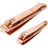 Xnourney Tagliaunghie oro rosa acciaio inossidabile Set di 2 misure | Fornito con lime, per mani e piedi uomo donna, lama affilata, robusta, ergonomica, ideale come regalo