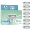 Gillette Venus Smooth Sensitive Da Donna, 8 Ricariche Di Lame | Rasoio da donna per rasoio bagnato con 3 lame per una rasatura accurata, turchese