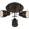 Eglo lampada da soffitto Mitchley, 3 luci, stile vintage industriale, in | acciaio bronzo scuro, crema, per soggiorno e cucina, faretti con attacco E27, Ø 50 cm