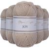 Utopia Crafts JOY DK, 5 gomitoli di filato acrilico da 50 g (250 g), lana per uncinetto e maglia, morbida lana per lavorare a maglia (beige sabbia)