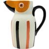Dekohelden24 Vaso decorativo XL, testa di vaso, vaso di pappagallo, vaso di fiori, vaso di animali, vaso da tavolo, vaso in ceramica come pappagallo con manico nero, vaso con decorazione pappagallo in ceramica