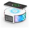 Smiling Shark Lampada Sveglia, Intelligente Sveglia Luce Ricarica Wireless con Timer Snooze Controllo Touch 3 Luminosità e Effetto RGB Wake Up Light Alarm Clock Charger per Comodino